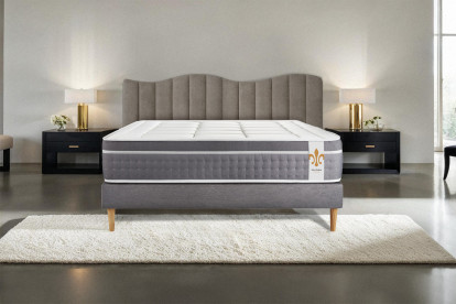 Ensemble Matelas Sommier 140x200 cm - Sommier Gris (déjà monté) - Trente