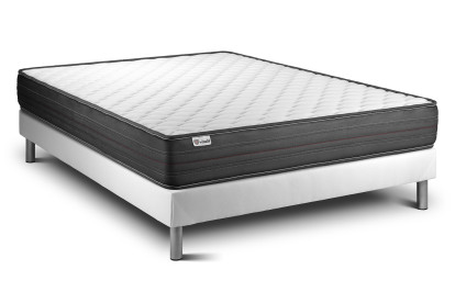 Ensemble Matelas Sommier 140x190 cm - Sommier Blanc (déjà monté) - Vitalpower