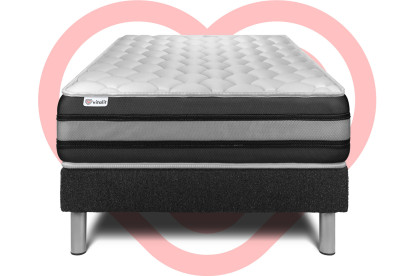 Ensemble Matelas Sommier 90x200 cm - Sommier Noir (en kit) - Vitalspring Zen