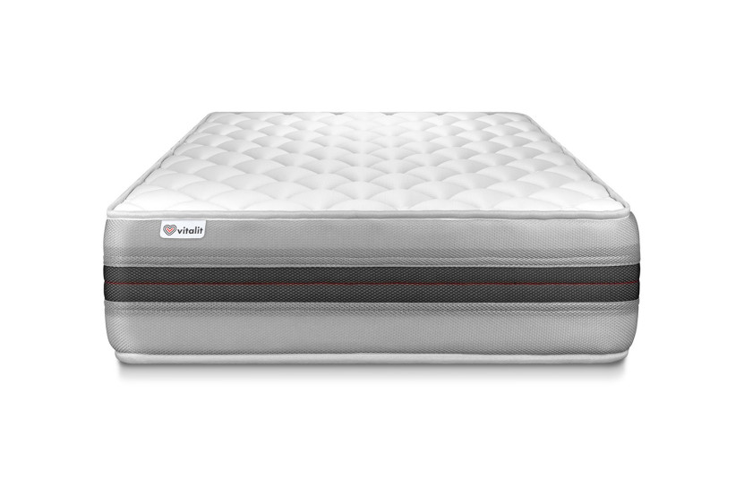 Ensemble Matelas Sommier 90x200 cm - Sommier Gris (en kit) - Vitalmemo Back