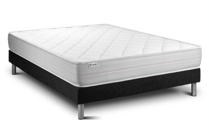 Ensemble Matelas Sommier 140x200 cm - Sommier Noir (déjà monté) - Vitalmemo