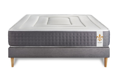 Ensemble Matelas Sommier 140x190 cm - Sommier Gris (déjà monté) - Vingt-Six