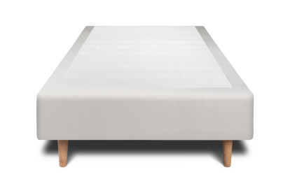 Lit 90x190 cm - Sommier tapissier H35 cm + tête de lit à lignes - Tissu Velours Gris Clair