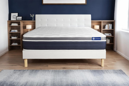 Ensemble Matelas Sommier 120x190 cm - Sommier Blanc (en kit) - Actiflex Confort