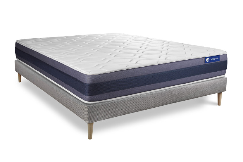 Ensemble Matelas Sommier 160x200 cm - Sommier Gris (en kit) - Actimemo Morpho