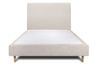 Lit 150x190 cm avec Tête de lit tapissée - Tissu Toile natté