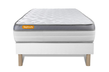 Ensemble Matelas Sommier 90x190 cm - Sommier Blanc (déjà monté) - Memo Zen