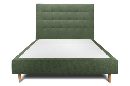 Lit 140x190 cm - Sommier tapissier H35 cm + tête de lit capitonnée - Tissu Toile natté Vert Kaki