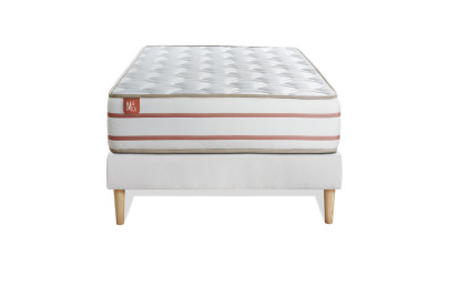 Ensemble Matelas Sommier 90x190 cm - Sommier Blanc (déjà monté) - Le Doux