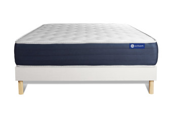 Ensemble Matelas Sommier 140x190 cm - Sommier Blanc (en kit) - Actilatex Sleep