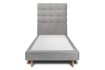 Lit 90x200 cm - Sommier tapissier H29 cm + tête de lit capitonnée - Tissu Bouclette Gris