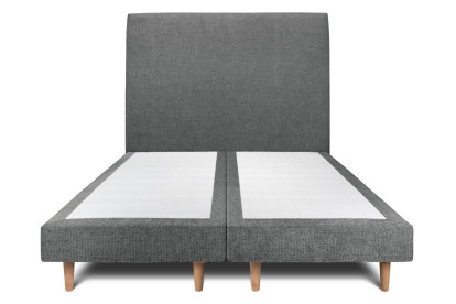 Lit 2x 90x200 cm - Sommier tapissier H29 cm + tête de lit tapissée - Tissu Toile natté Gris Anthracite