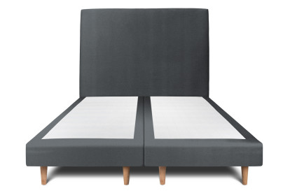 Lit 2x 100x200 cm - Sommier tapissier H29 cm + tête de lit tapissée - Tissu Velours Gris Anthracite