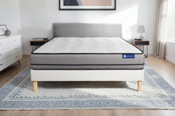 Ensemble Matelas Sommier 120x200 cm - Sommier Blanc (en kit) - Actimemo Night