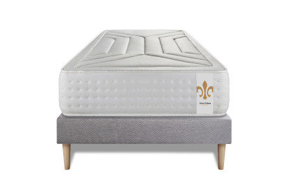 Ensemble Matelas Sommier 90x200 cm - Sommier Gris (déjà monté) - Vingt-Quatre