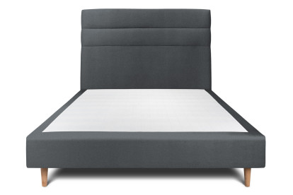 Lit 135x190 cm - Sommier tapissier H35 cm + tête de lit à lignes - Tissu Velours Gris Anthracite