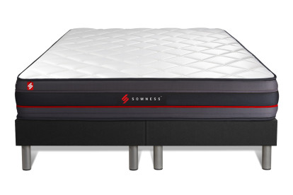 Ensemble Matelas Sommier 160x200 cm - 2 Sommiers Noir - Regen