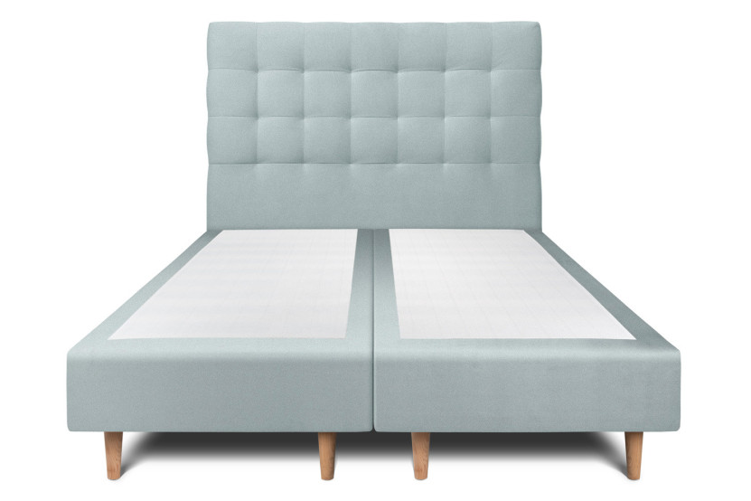 Lit 2x80x200 cm avec Tête de lit capitonnée - Tissu Velours