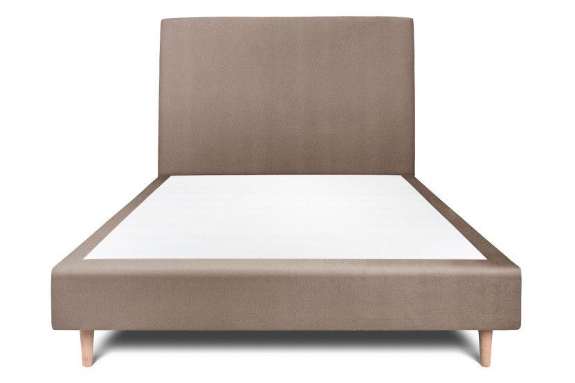 Lit 140x190 cm avec Tête de lit tapissée - Tissu Velours