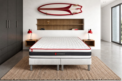 Ensemble Matelas Sommier 160x200 cm - 2 Sommiers Blanc - Energy