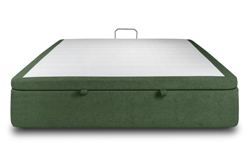Sommier Coffre 160x200 cm - Toile Nattée - Vert Kaki