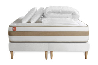 Pack lit complet 180x200 cm - Matelas + 2 Sommiers Gris + 2 oreillers + Couette - Le Raffiné Pack lit complet 180x200 cm - Matelas + 2 Sommiers Gris + 2 oreillers + Couette - Le Raffiné