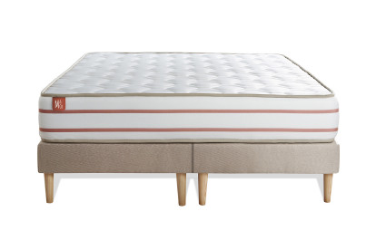 Ensemble Matelas Sommier 200x200 cm - 2 Sommiers Beige - Le Doux