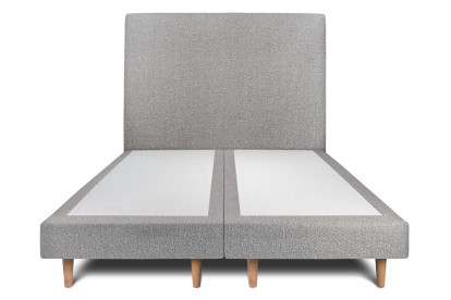 Lit 2x 90x200 cm - Sommier tapissier H29 cm + tête de lit tapissée - Tissu Bouclette Gris