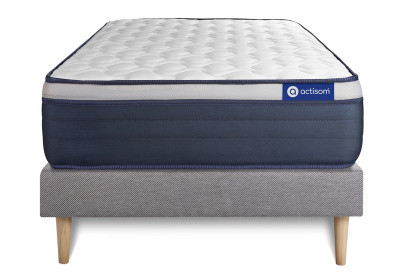 Ensemble Matelas Sommier 90x190 cm - Sommier Gris (en kit) - Actimemo Max
