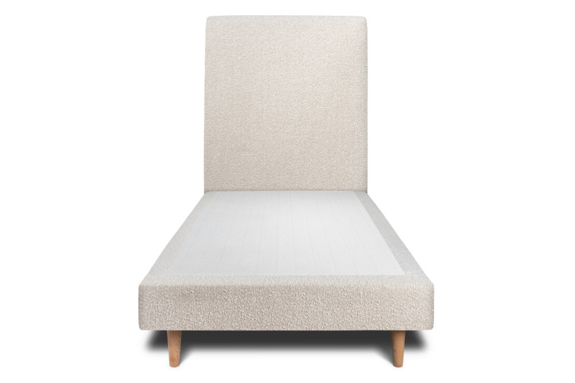 Lit 90x200 cm avec Tête de lit tapissée - Tissu Bouclette