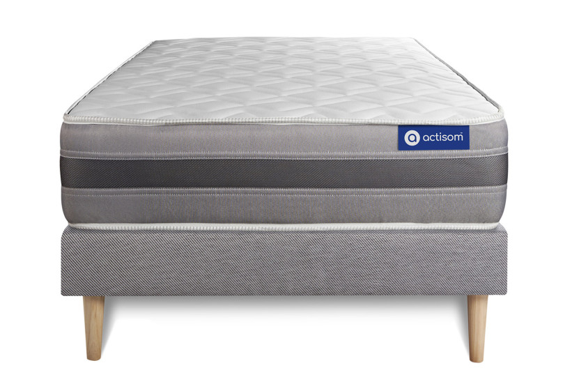 Ensemble Matelas Sommier 80x200 cm - Sommier Gris (en kit) - Actilatex Relax