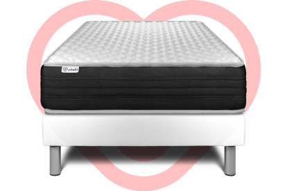 Ensemble Matelas Sommier 90x200 cm - Sommier Blanc (déjà monté) - Vitalmemo One
