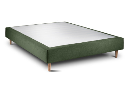Lit 150x200 cm - Sommier tapissier H35 cm + tête de lit capitonnée - Tissu Toile natté Vert Kaki