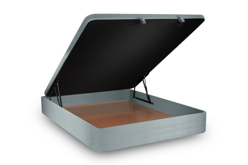Lit coffre 200x200 cm avec Tête de lit tapissée - Tissu Velours