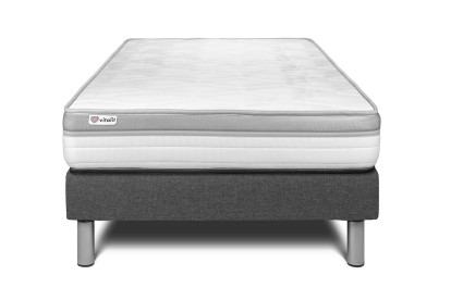 Ensemble Matelas Sommier 90x190 cm - Sommier Gris (en kit) - Vital Relax