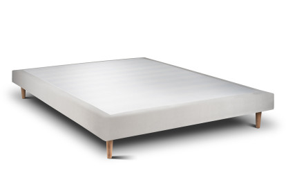 Lit 160x200 cm - Sommier tapissier H29 cm + tête de lit tapissée - Tissu Velours Gris Clair