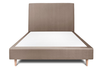 Lit 150x190 cm - Sommier tapissier H35 cm + tête de lit tapissée - Tissu Velours Taupe