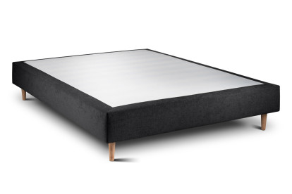 Lit 160x200 cm - Sommier tapissier H35 cm + tête de lit capitonnée - Tissu Toile natté Noir