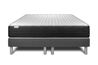 Ensemble Matelas Sommier 160x200 cm - 2 Sommiers Gris - Vitalmemo One