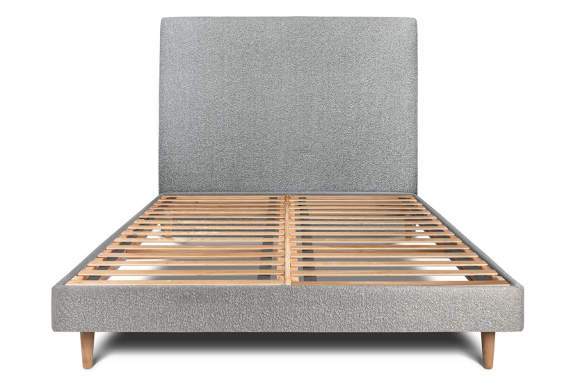 Lit 150x190 cm avec Tête de lit tapissée - Tissu Bouclette