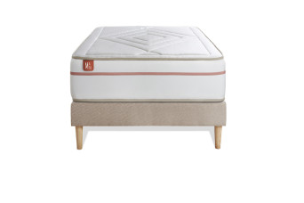 Ensemble Matelas Sommier 90x190 cm - Sommier Beige (en kit) - Le Paisible