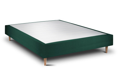 Lit 135x190 cm - Sommier tapissier H35 cm + tête de lit capitonnée - Tissu Velours Vert