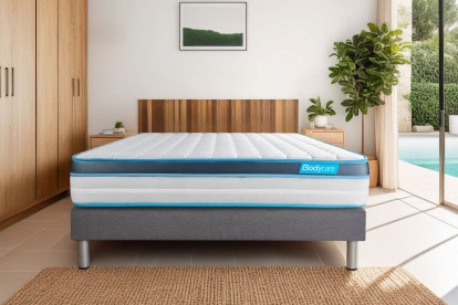 Ensemble Matelas Sommier 140x200 cm - Sommier Gris (en kit) - BodyFit