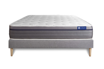 Ensemble Matelas Sommier 160x200 cm - Sommier Gris (en kit) - ActiMemo Zen