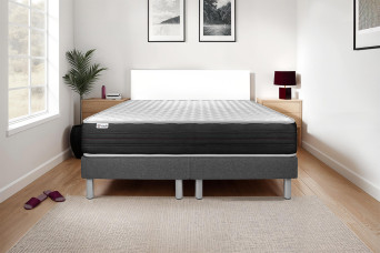 Ensemble Matelas Sommier 200x200 cm - 2 Sommiers Gris - Vitalmemo One