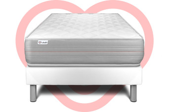 Ensemble Matelas Sommier 90x200 cm - Sommier Blanc (en kit) - Vitalmemo