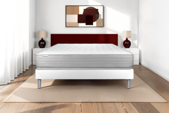Ensemble Matelas Sommier 140x200 cm - Sommier Blanc (en kit) - Vitalmemo