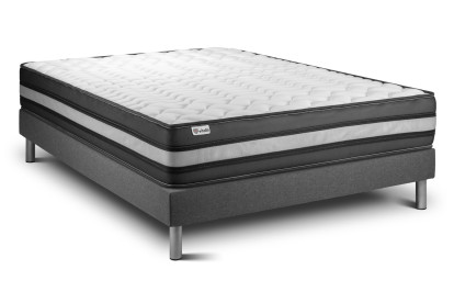 Ensemble Matelas Sommier 140x200 cm - Sommier Gris (en kit) - Vital Power Zen