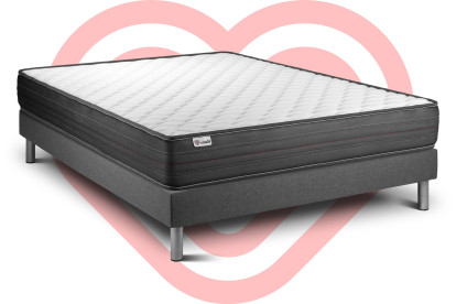 Ensemble Matelas Sommier 140x200 cm - Sommier Gris (en kit) - Vitalpower