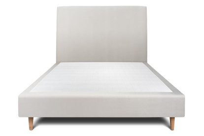 Lit 150x190 cm - Sommier tapissier H35 cm + tête de lit tapissée - Tissu Velours Gris Clair